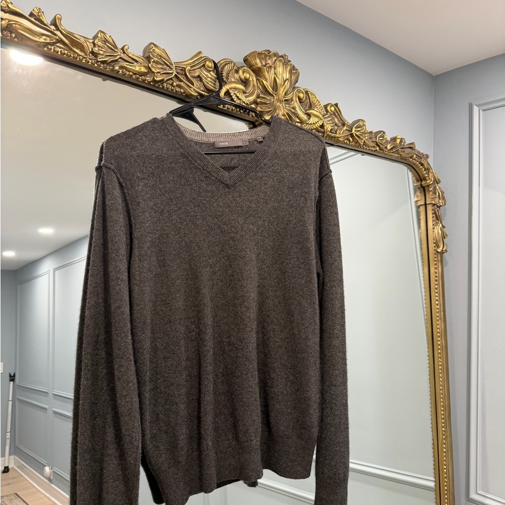 Vince Charcoal V-Neck Sweater for Men
